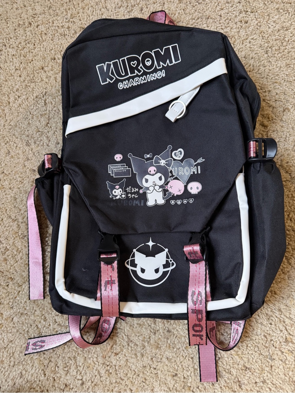Kuromi Kids Black and Pink Character Backpack